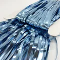 Tenda a frange in lamina blu metallizzato per decorazioni di feste su cartoncino - 1m*2m / Azzurro