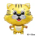 Detailed view of yellow cartoon tiger foil balloon with dimensions 65 x 52cm - Large / Gold