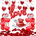 Romantic Love foil balloon set with polar bears and heart balloons for wedding decor - Romantic Heart Proposal Collection