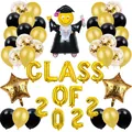 Class of 2022 graduation party balloon set with black and gold latex and foil decorations - Graduation Kit 03