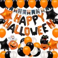 Halloween Luftballon Set mit orangefarbenen und schwarzen Buchstaben und Kürbisballons - Buchstaben Banner Und Stern Aluminiumfolie Luftballons Kombination