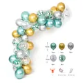Kit arche de ballons jungle avec ballons en latex vert métallisé et dorés pour fête - Ensemble Chaîne de Ballons Vert Or Argent