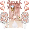 Rose gold Bride To Be party decor set with ring balloon and sequin tablecloth - Bride To Be