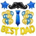 Set de ballons BEST DAD pour fête des pères avec moustaches et cravates dorées - Arrangement Doré