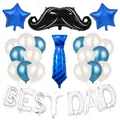 Kit ballons fête des pères avec lettres BEST DAD, moustache, cravate et étoiles - Arrangement Argenté