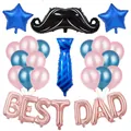 Kit ballons Fête des Pères avec lettres BEST DAD, moustache, cravate et étoiles - Arrangement Or Rose