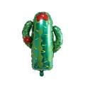 Cartoon cactus foil balloon with green stripes and red flowers for tropical parties - Cactus