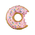 Pink frosted donut foil balloon with colorful sprinkles for tropical party decor - Donut