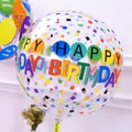 Ballon bobo transparent 4D de 22 pouces Happy Birthday avec motifs confettis colorés - Impression Confettis Carrés