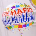 Ballon 4D transparent de 22 pouces avec imprimé Happy Birthday et motifs de drapeaux - Impression Banderole