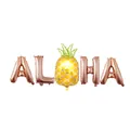 ALOHA rose gold foil balloon set with a pineapple shaped balloon for Hawaii party decor - ALOHA Letters with Pineapple / Rose Gold