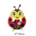 Red ladybug foil balloon with white flower pattern for kids birthday, 67x48cm size - Cartoon Ladybug