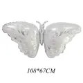 Macro detail of a large 108x67CM butterfly foil balloon with elegant floral patterns - Cartoon Silver Butterfly