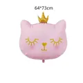 Pink crown cat foil balloon for birthday party decorations measuring 64x73cm size - Large Crown Cat / Pink