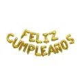 Goldenes 16-Zoll Feliz Cumpleaños Spanisches Geburtstagsbrief-Folienballon-Set auf Weiß - Blockschrift-Stil (Gold)