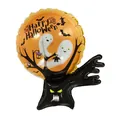 Ballon Halloween en aluminium orange avec base de monstre noir pour décor de fête - Mini Arbre Fantôme