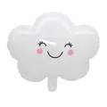 Smiling white cloud foil balloon with cute cartoon face for birthday party decoration - White Smiling Cloud