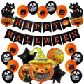 Halloween Kürbis Ballon Set mit Banner und Folienballons für Party Dekorationen im Haus - Halloween Druckballon Kit 05