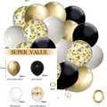 50-piece 12-inch black gold latex balloon set with confetti and metallic gold balloons - Black Gold Style