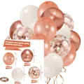 50 pack of 12-inch rose gold and white latex confetti balloons for party decorations - Rose Gold Style