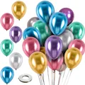 Mix of 12 inch metallic latex balloons in gold, blue, and purple for party decorations - Standard Size / Mixed Metallic