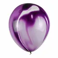 Einzelner lila Marmor-Achat-Latexballon mit weißen Wirbeln für Hochzeitsdekoration - Mittlerer Stil / Lila Achat Stil