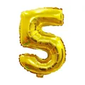 Golden number 5 foil balloon for birthday party decorations with metallic finish - Number 5
