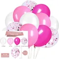 50pcs 12 inch latex balloon set with pink, rose red and confetti balloons - Pink Style