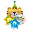 Cartoon tiger balloon set with stars and Happy Birthday foil balloons for party decoration - Birthday Hat Tiger Head Set