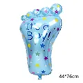 Blue baby foot foil balloon printed with It's a Boy for gender reveal parties, 44x76cm - Blue