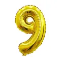Golden 16-inch foil balloon in the shape of number 9 for birthday party decorations - Number 9