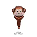 Vue détaillée d'un ballon en aluminium singe marron mesurant quarante-sept par vingt-trois cm - Bâton Singe