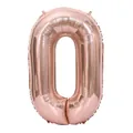 Rose gold number 0 foil balloon, 32-inch metallic finish for birthday party decor - Number 0