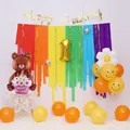 Toile de fond arc-en-ciel en papier crépon et ballons pour premier anniversaire - Kit de Décoration Ours Gâteau Marron