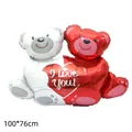 Grand ballon ours avec cœur en aluminium pour déco mariage 100x76cm motif I Love You - Grand