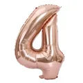Detailed view of number 4 rose gold foil balloon with metallic texture for birthday parties - Number 4