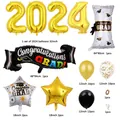 Kit de ballons de remise de diplôme 2024 avec chiffres dorés et décors de fête - Style Graduation 2024
