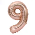 Detail of rose gold number 9 balloon with metallic mirror finish for party decor - Number 9