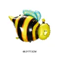 Cartoon bee foil balloon in yellow and black stripes for birthday party decor, 66.5x77.5cm - Bee