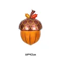 Realistic acorn-shaped foil balloon with orange leaves for festive Thanksgiving decoration - Acorn