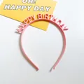 Pink Happy Birthday letter headband for kids party decorations and photo props - Pink