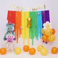 Décoration fête anniversaire arc-en-ciel avec ballon chiffre un et rideau franges - Ensemble de décoration ours de gâteau bleu
