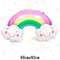 Detailed view of rainbow smiling cloud foil balloon sized 60cmx92cm for party decor - Smiley Rainbow