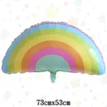 Detail of 73x53cm rainbow cloud foil balloon with pastel stripes and valve interface - Macaron Rainbow