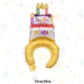 Birthday cake inflatable headband balloon for parties measuring 50cm by 28cm - Yellow Birthday Cake
