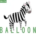 Zebra-shaped aluminum foil balloon with black and white stripes for birthdays, 60x71cm - Smiling Zebra