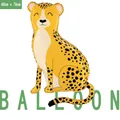 Cartoon Gepard Folienballon in Gelb mit schwarzen Punkten für die Partydekoration - Lächelnder Gepard