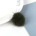 Dark green mink fur ball pendant for DIY earring making and handmade jewelry crafts - 3.5cm Diameter (1 Piece/Pack) / Olive Green
