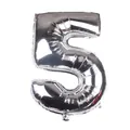 Silver 16-inch foil balloon in number 5 shape with metallic finish for party decor - Number 5 / Silver