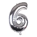 Silver metallic number 6 foil balloon for birthday and New Year party decorations - Number 6 / Silver